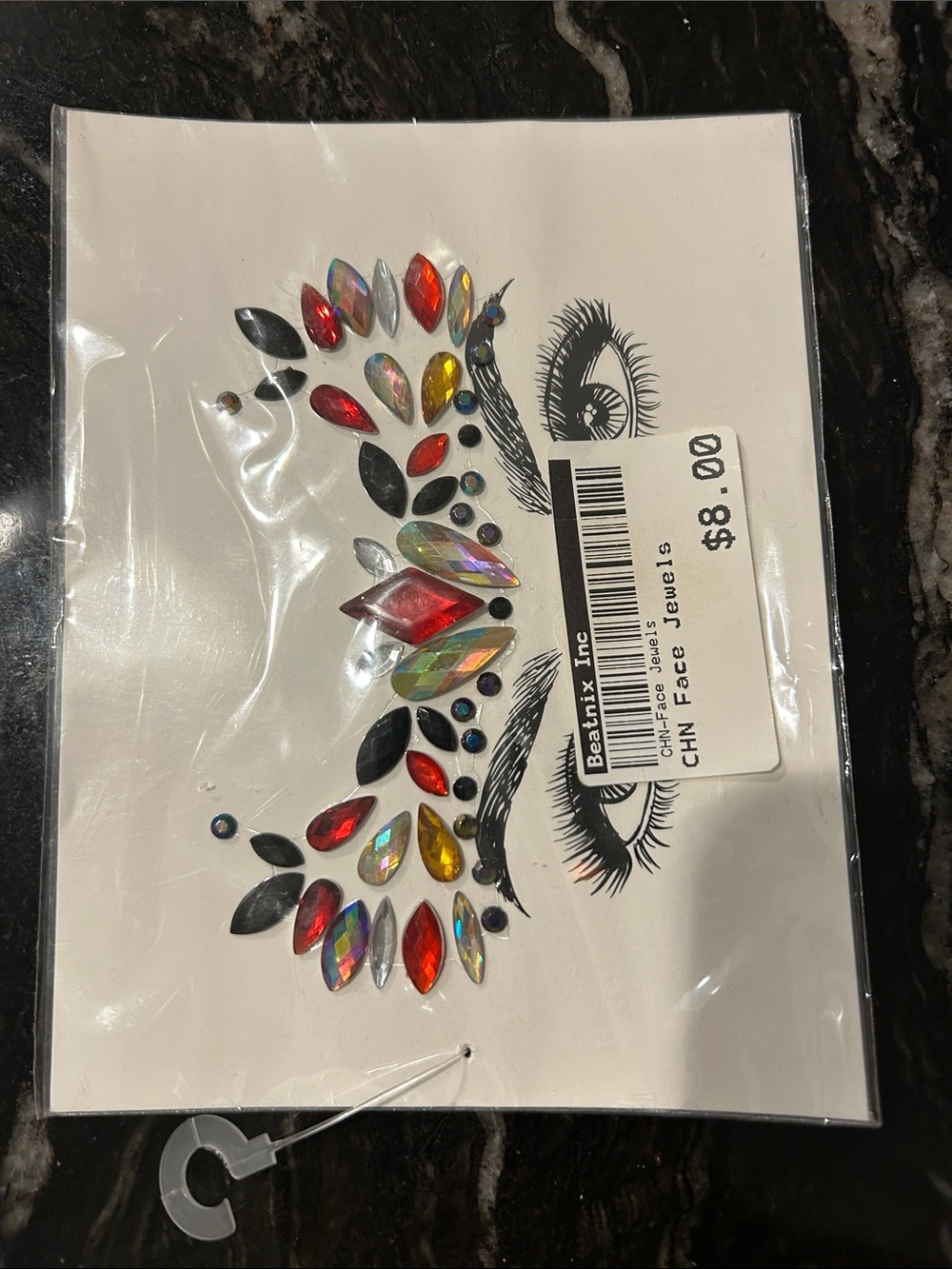Face Jewel Mask - Multicolor Decorative Gem Mask